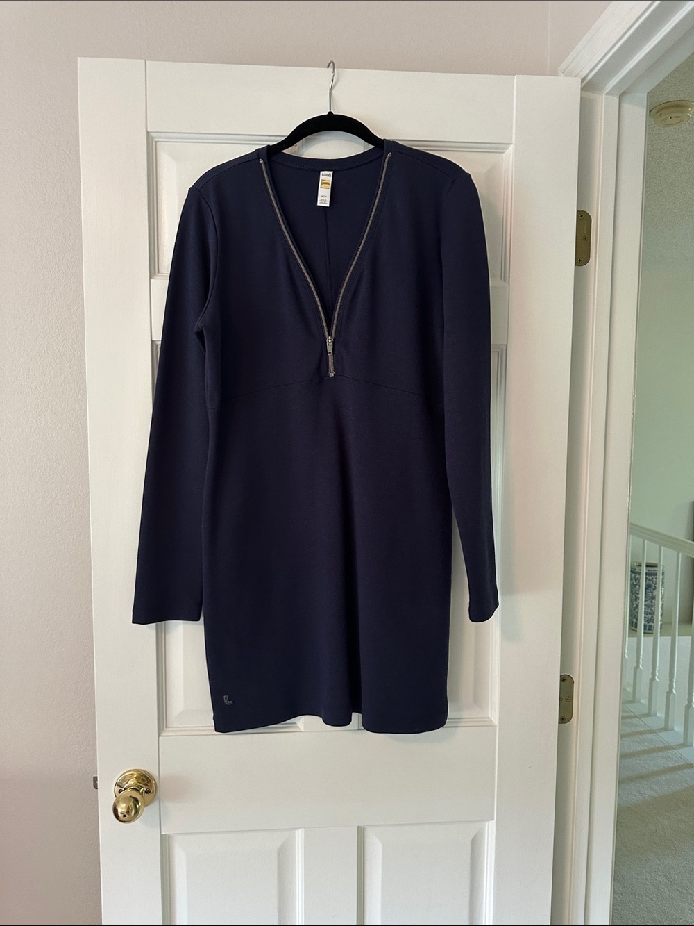 Long-Sleeve Navy Zip-Front Dress by Lole